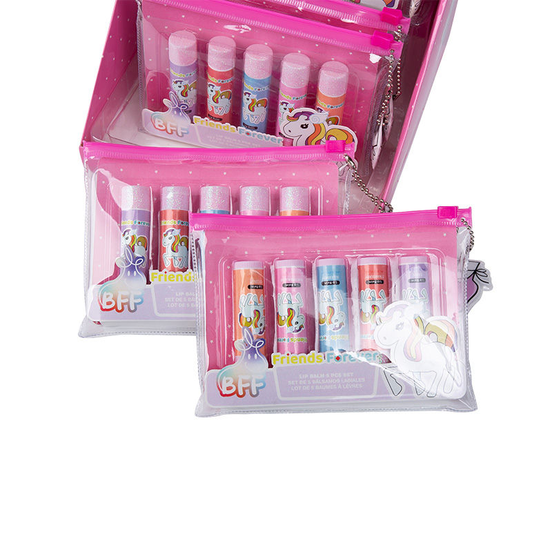 5 pçs/bolsa kit de brilho labial infantil conjunto de maquiagem para lábios menina